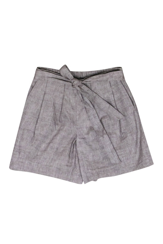 St. John - Light Brown Linen Blend Tie Front Shorts Sz S